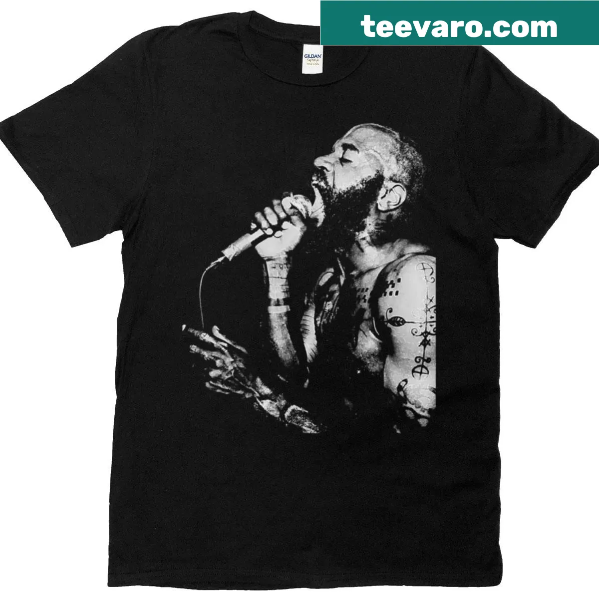 Funny meme-themed Exmilitary t-shirt with playful graphics — on a men's t-shirt