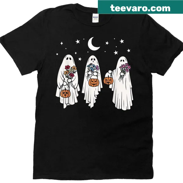 Floral pumpkin design T-shirt for Halloween with spooky elements