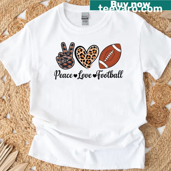 Sentimental T-shirt with the slogan Peace and Love and Football