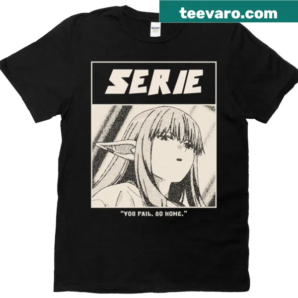 Monochrome manga panel t-shirt featuring an expressive elf