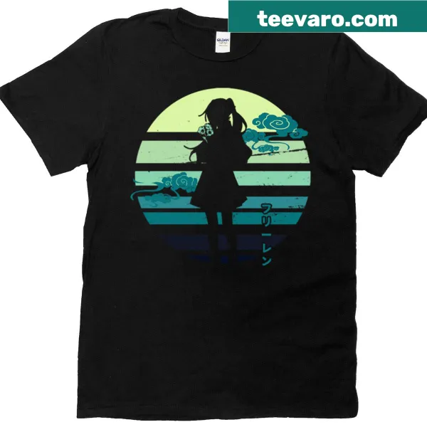 Silhouette of anime style sunset design shirt