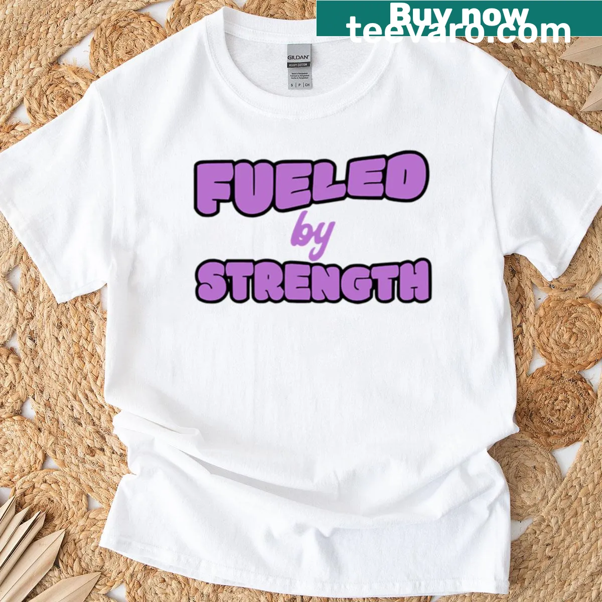 Motivational quote design about strength on a fitness T-shirt — on a men's t-shirt