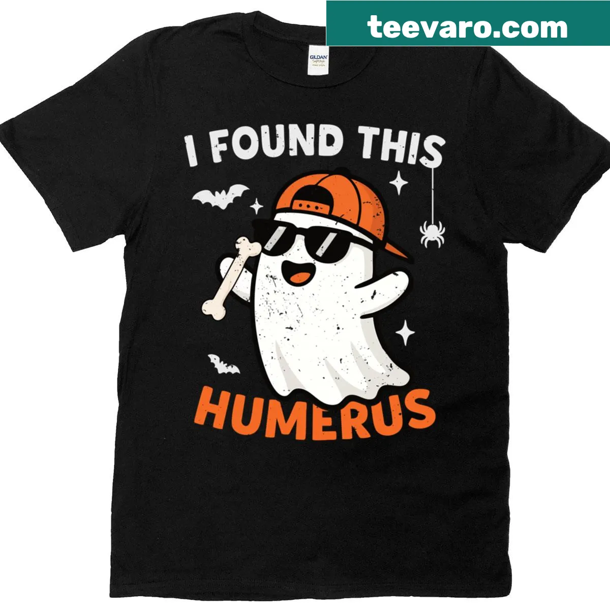 Funny Halloween t-shirt with a ghost graphic and humorous text — on a men's t-shirt