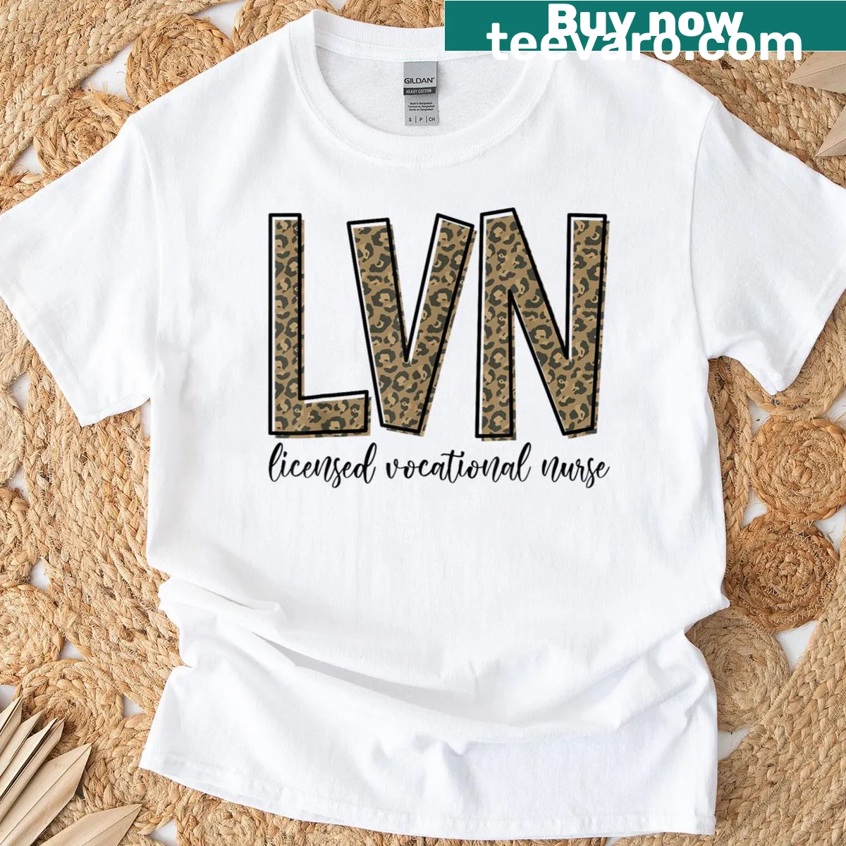 Funny leopard LVN design for nurse week on t-shirt — on a men's t-shirt