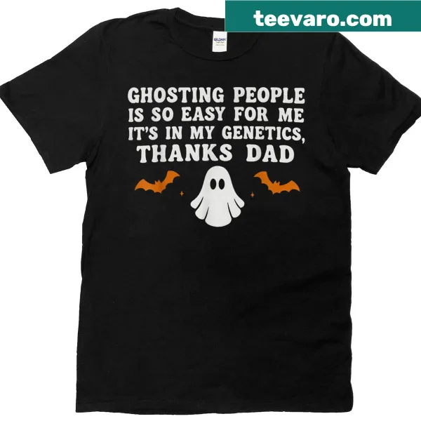 Humorous Halloween T-shirt featuring ghosting slogan