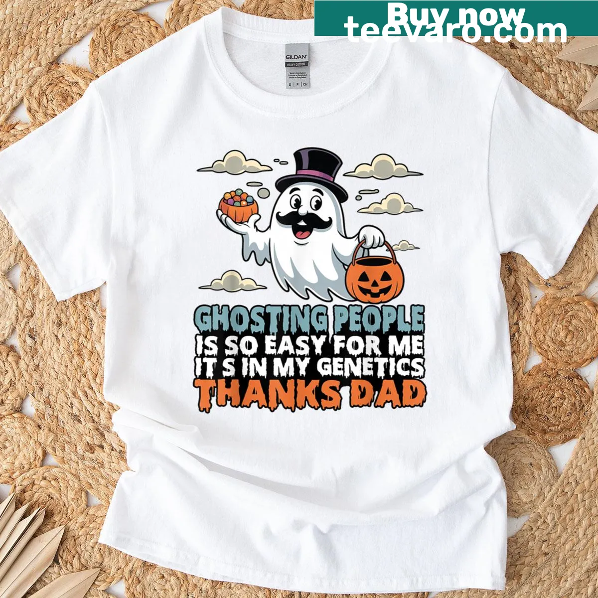 Sarcastic graphic about ghosting people — on a men's t-shirt