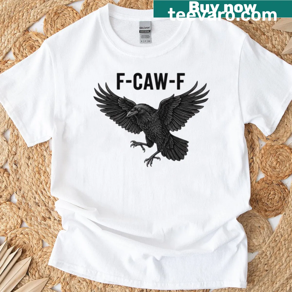 Gothic raven design with edgy phrase — on a men's t-shirt