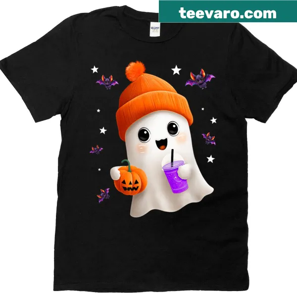 Adorable ghost and pumpkin graphic Halloween t-shirt