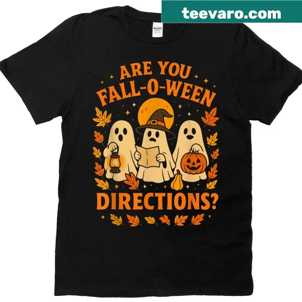 T-shirt with ghost design and 'Fall O Ween Directions' text