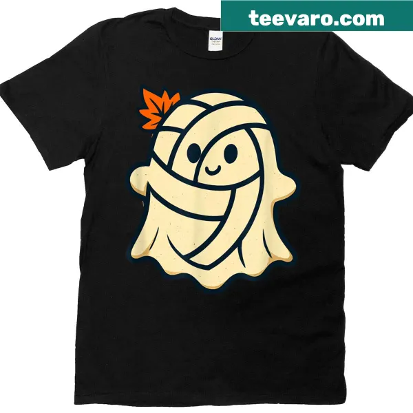 Cartoon ghost in volleyball uniform for Halloween