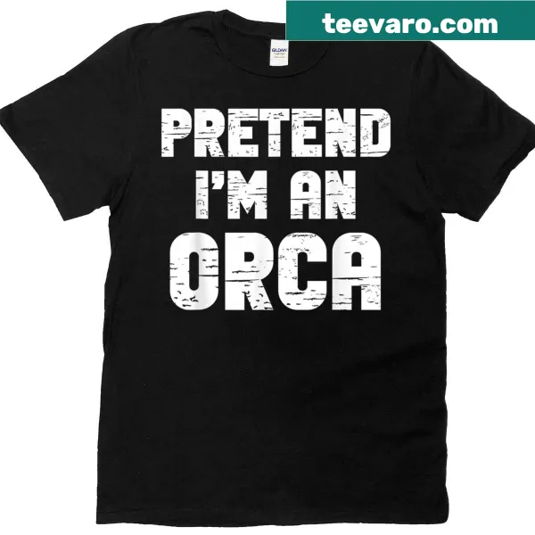 Funny Halloween shirt with Orca costume text and graphics.