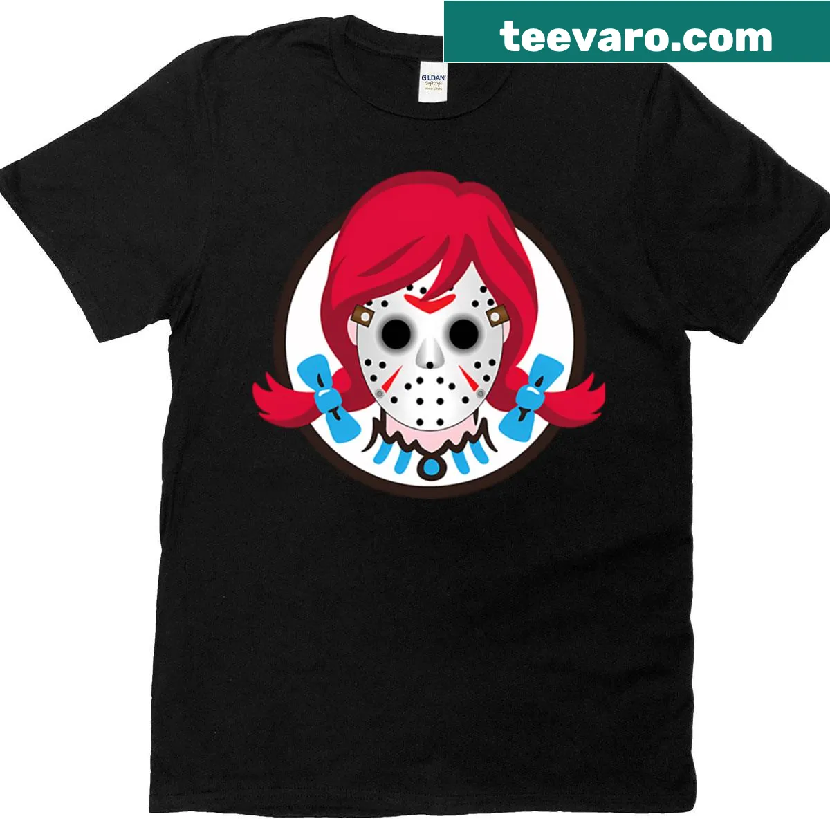 Wendy's meme character Halloween-themed t-shirt — on a men's t-shirt