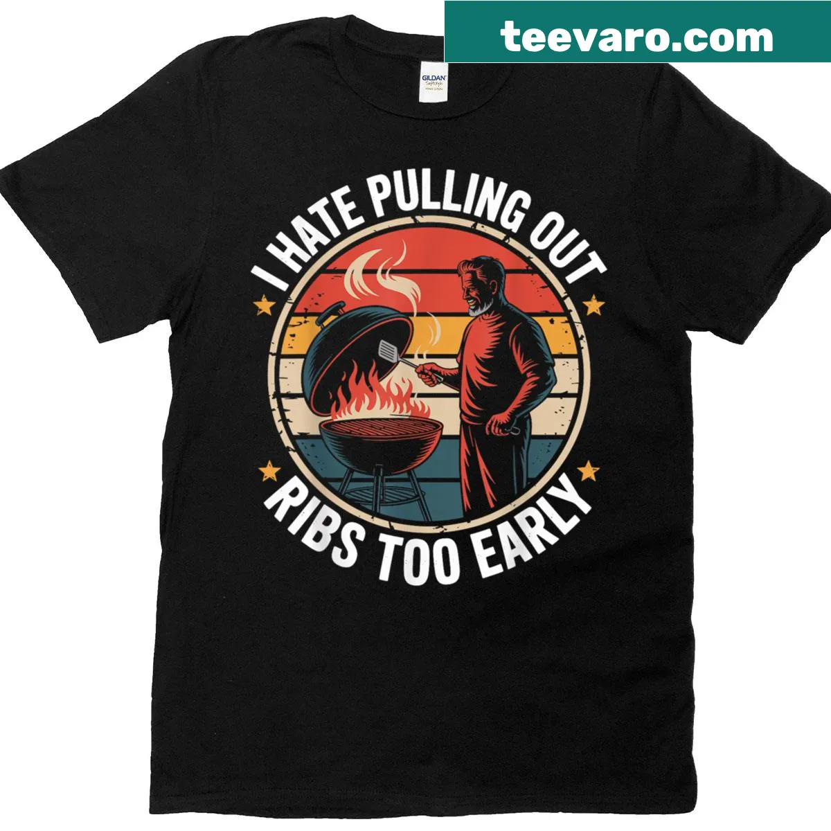 Funny BBQ grill master t-shirt with humorous ribs graphic — on a men's t-shirt
