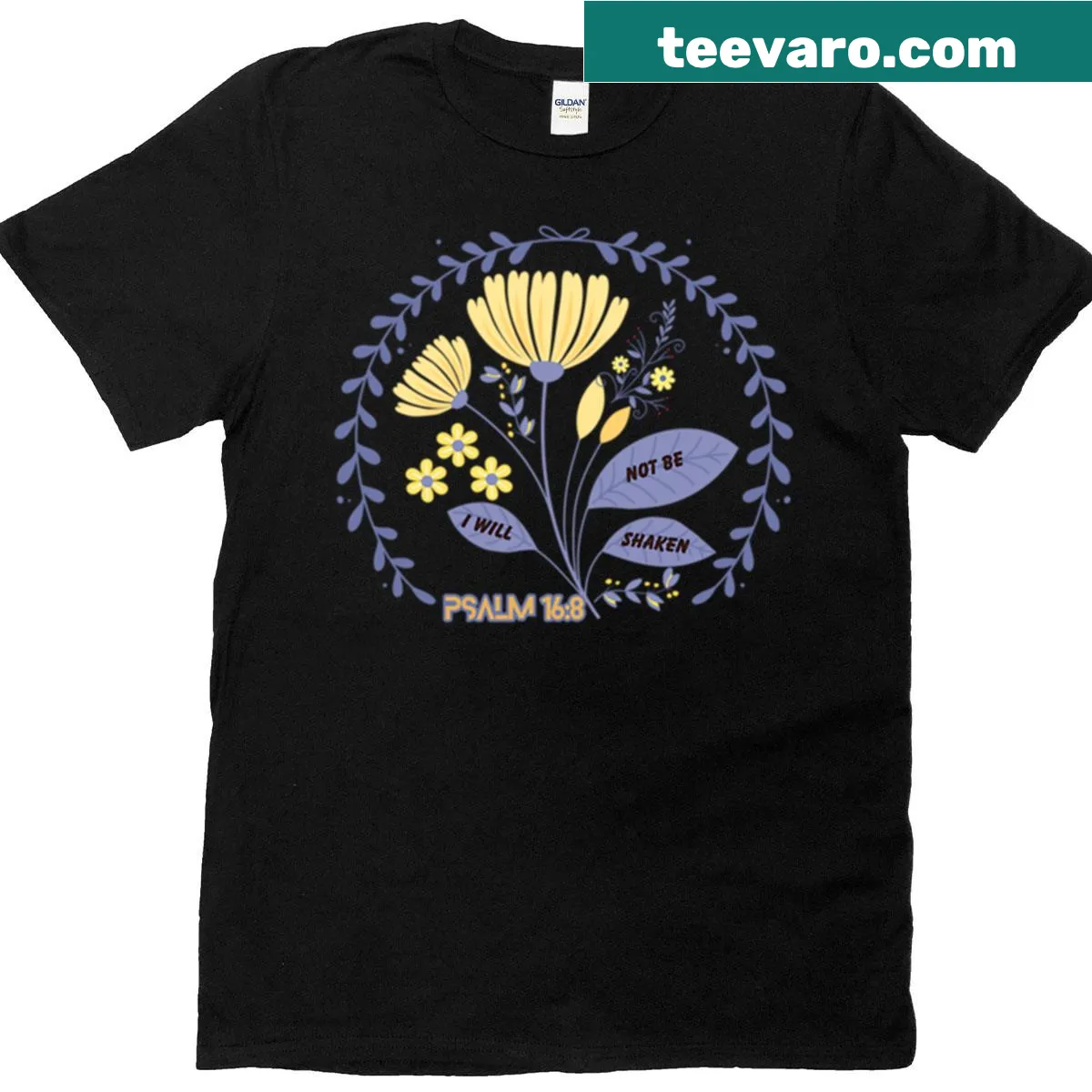 Bold typography t-shirt with 'I Will Not Be Shaken' slogan — on a men's t-shirt