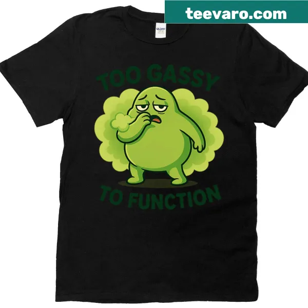 Funny cartoon character t-shirt expressing feelings of gas