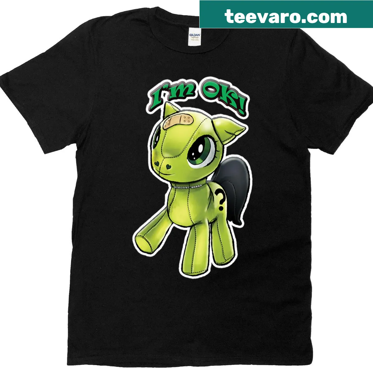 Cartoon plush design t-shirt featuring Frankenfilly Anonfilly — on a men's t-shirt