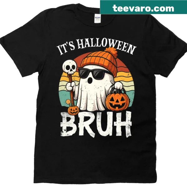 Halloween t-shirt with ghost and pumpkin design and funny text