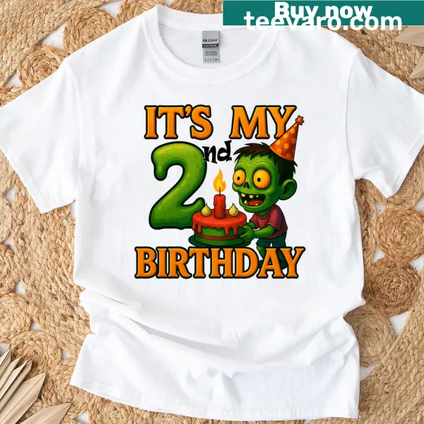 Kids Halloween t-shirt for 2nd birthday with zombie design