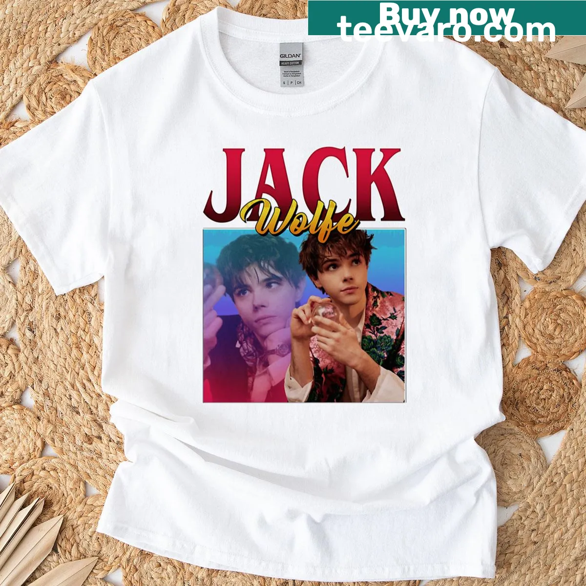 Retro aesthetic fan T-shirt featuring Jack Wolfe design — on a men's t-shirt