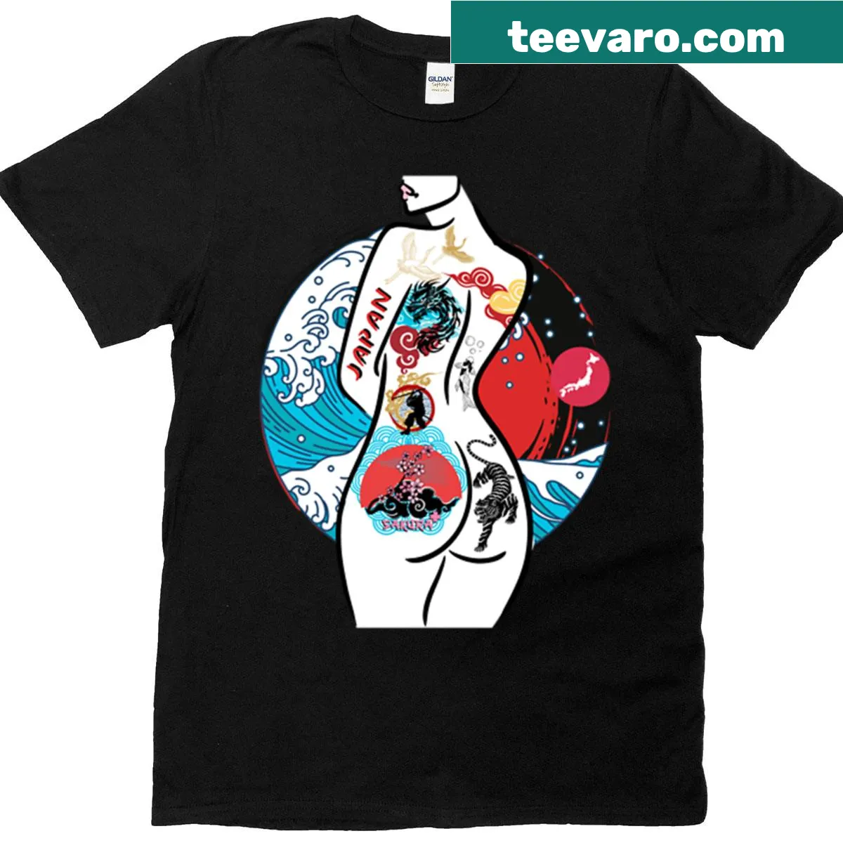Oversized t-shirt with a simple design representing Japan — on a men's t-shirt