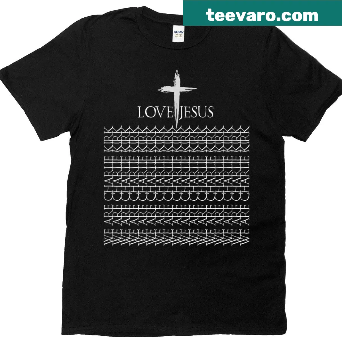 T-shirt featuring Jesus and a cross graphic for faith expression — on a men's t-shirt