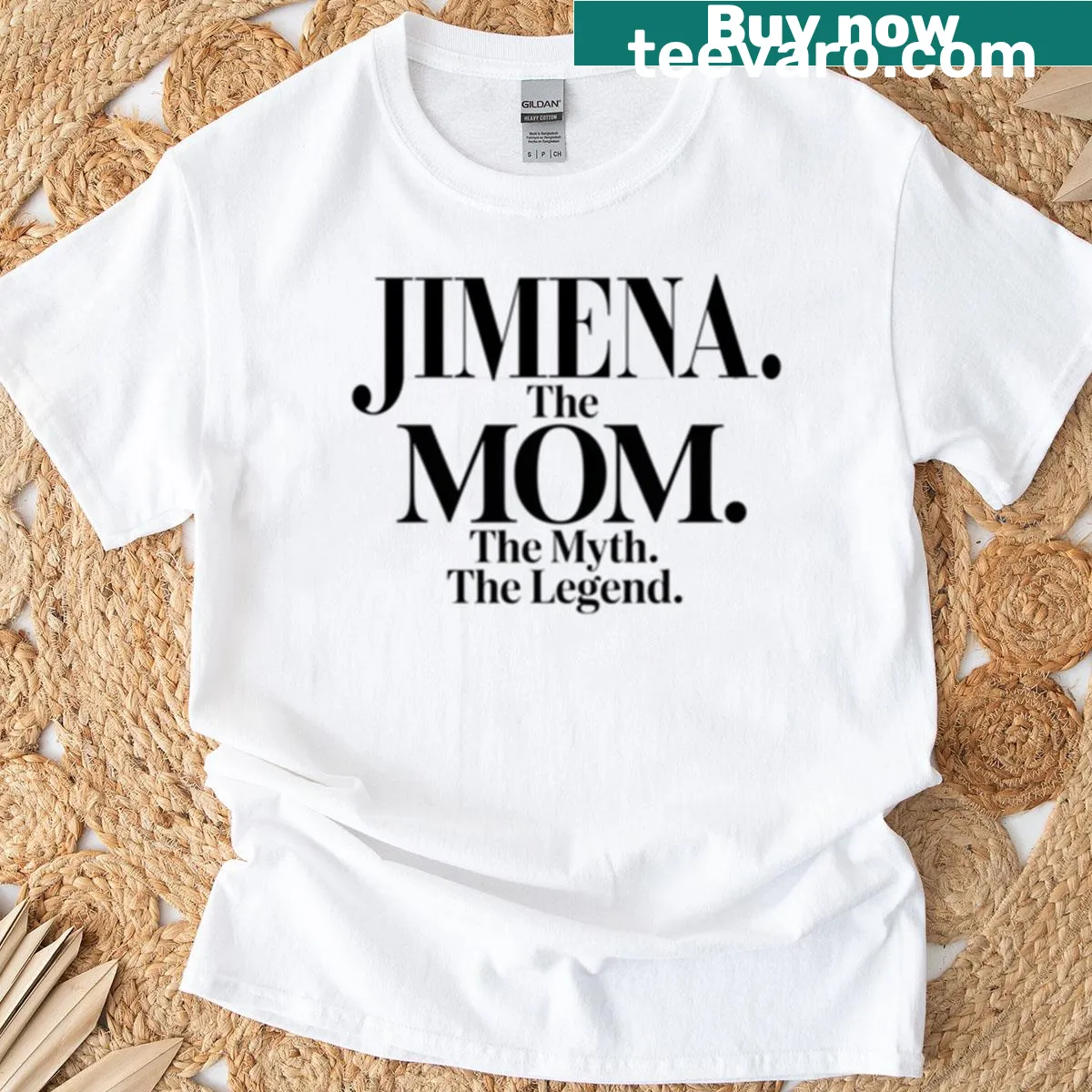 Funny T-shirt with the phrase 'Jimena: The Mom, The Myth, The Legend' — on a men's t-shirt