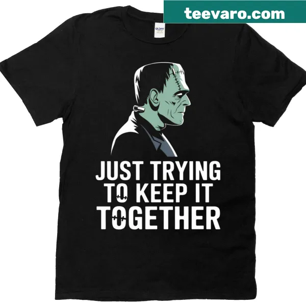 Halloween t-shirt featuring a whimsical Frankenstein illustration