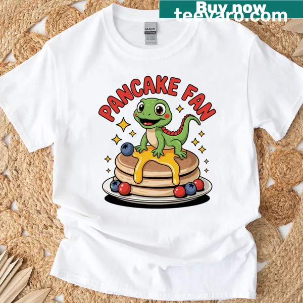 Kawaii lizard with pancake design for children's t-shirt