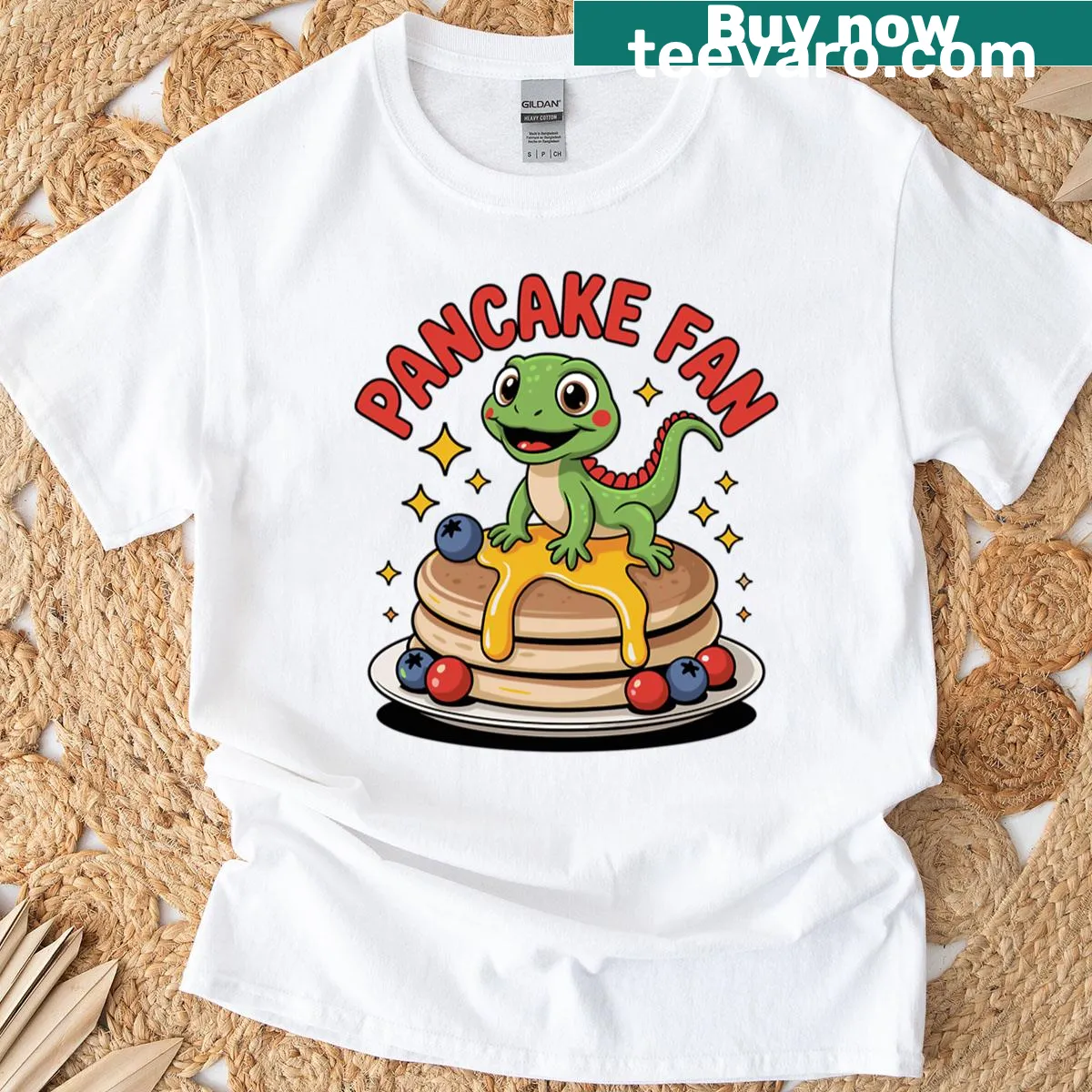 Kawaii lizard with pancake design for children's t-shirt — on a men's t-shirt