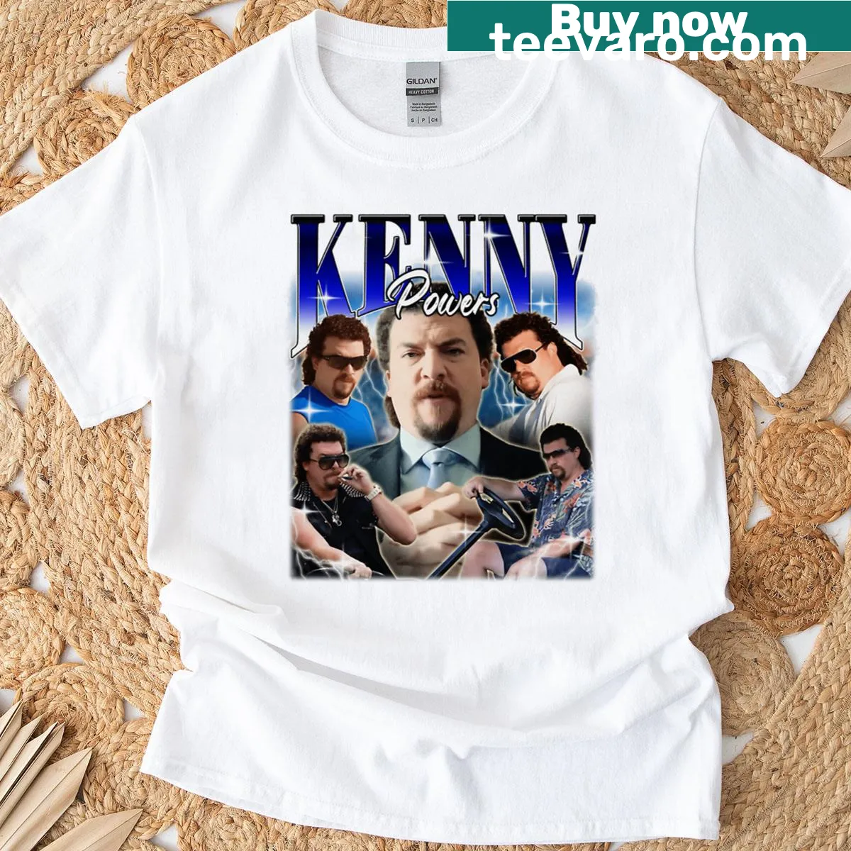 Retro Kenny Powers t-shirt featuring funny meme graphics — on a men's t-shirt