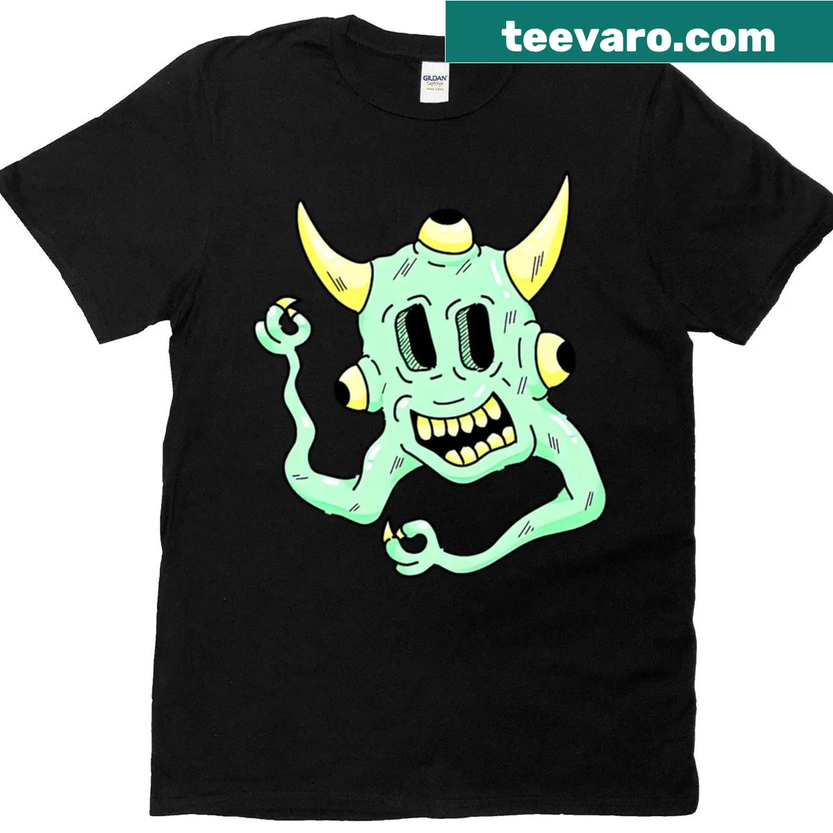 Cartoon legless monster illustration on a t-shirt — on a men's t-shirt