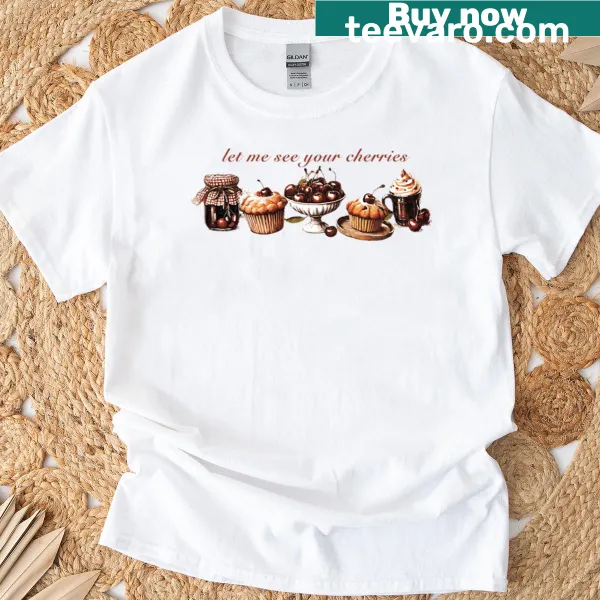 Funny foodie t-shirt with cherry illustration and humorous text