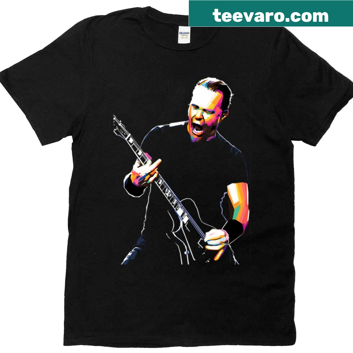 Vintage rock band heavy tour metal logo T-shirt — on a men's t-shirt
