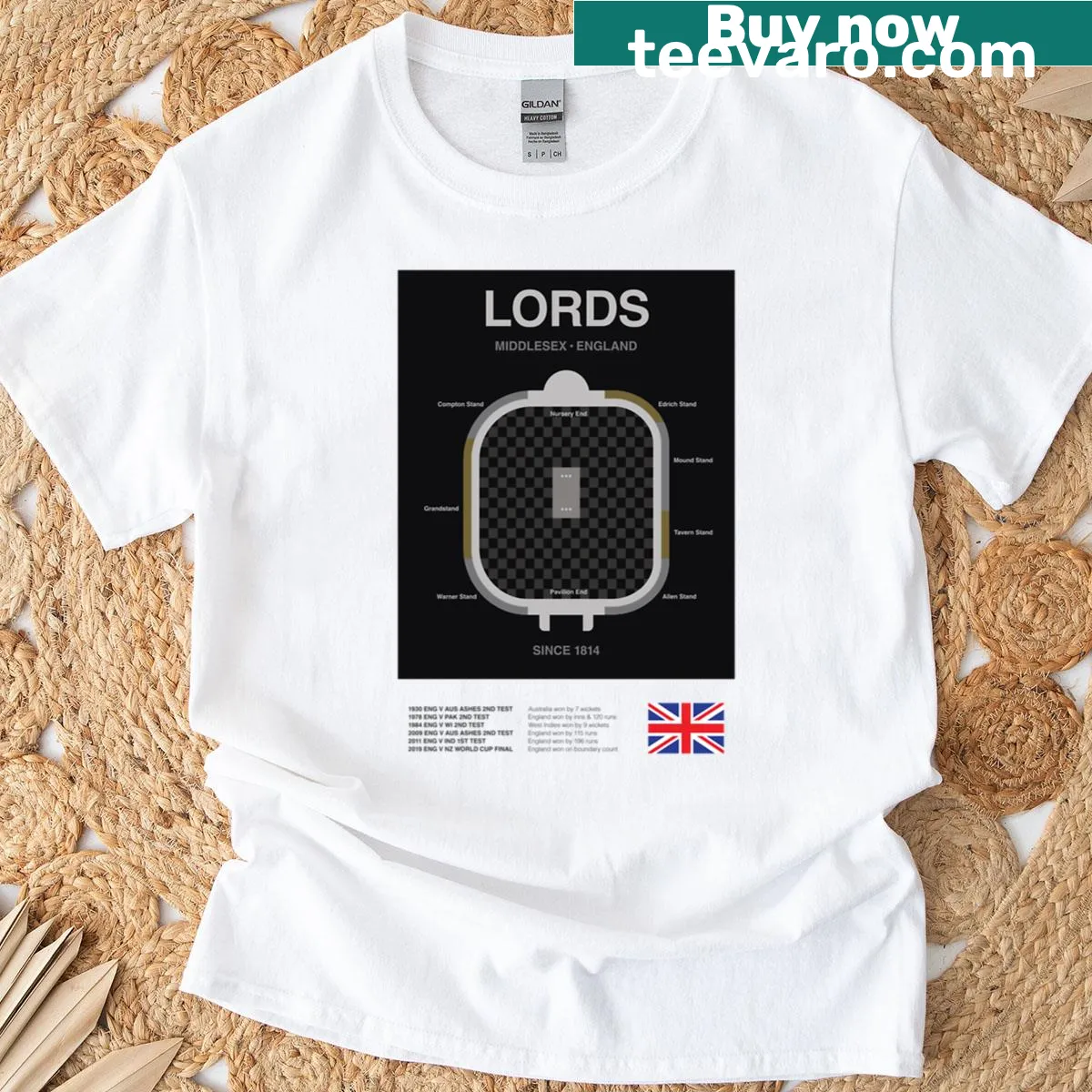 Illustration of Lords Cricket Ground on a T-shirt — on a men's t-shirt