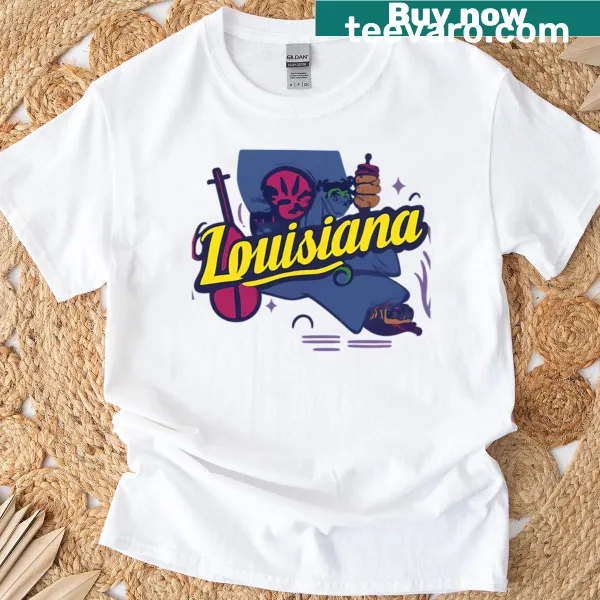 Bold graphic t-shirt celebrating Louisiana Mardi Gras culture