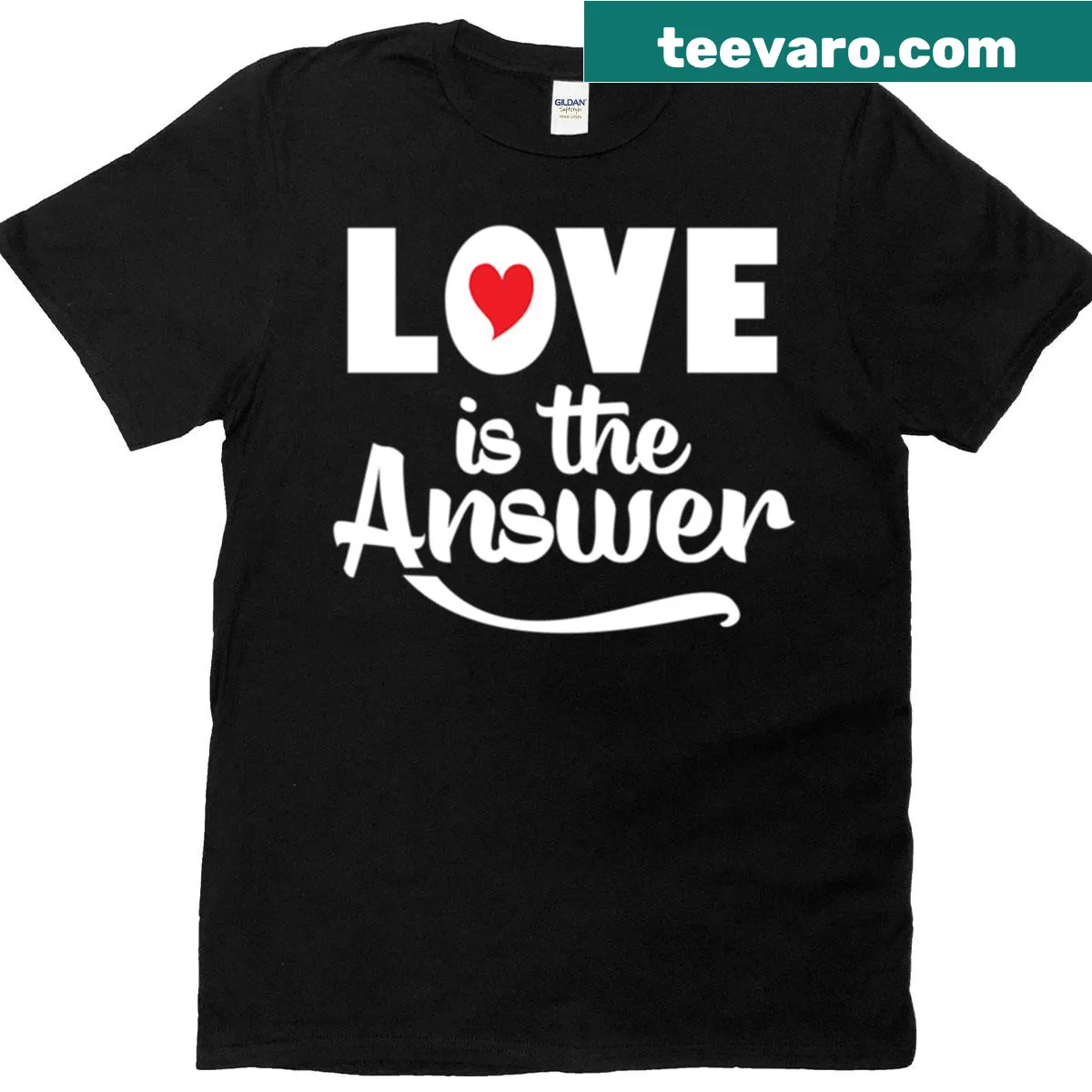 T-shirt with the phrase 'Love Is The Answer' — on a men's t-shirt