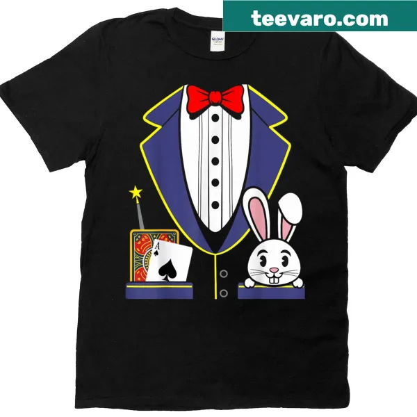 Halloween t-shirt featuring a magician costume design with spooky elements.