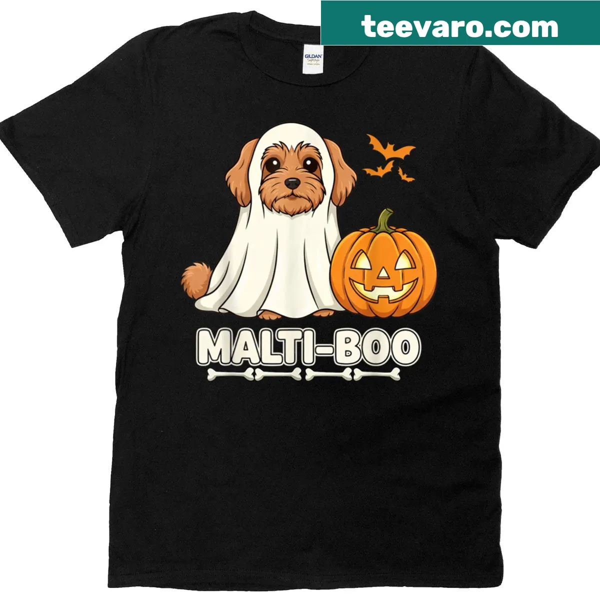 Cute Maltipoo in Halloween costume on a T-shirt. — on a men's t-shirt