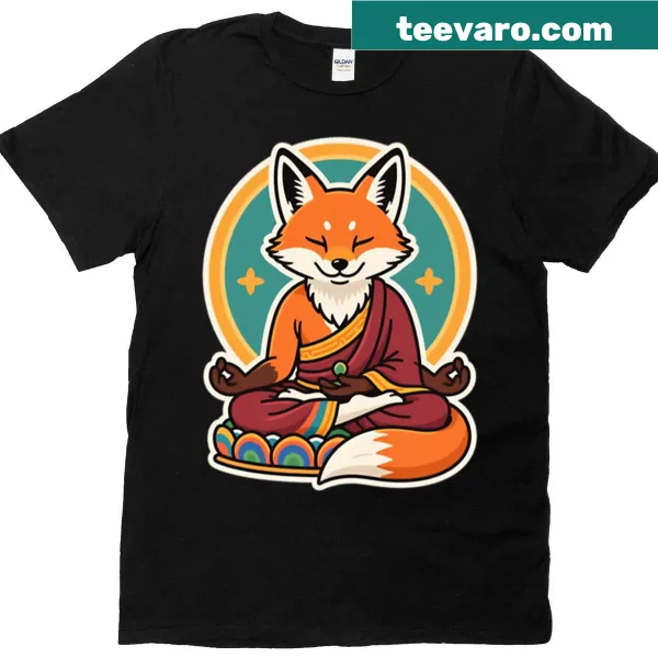 Illustration of a meditating fox on a T-shirt
