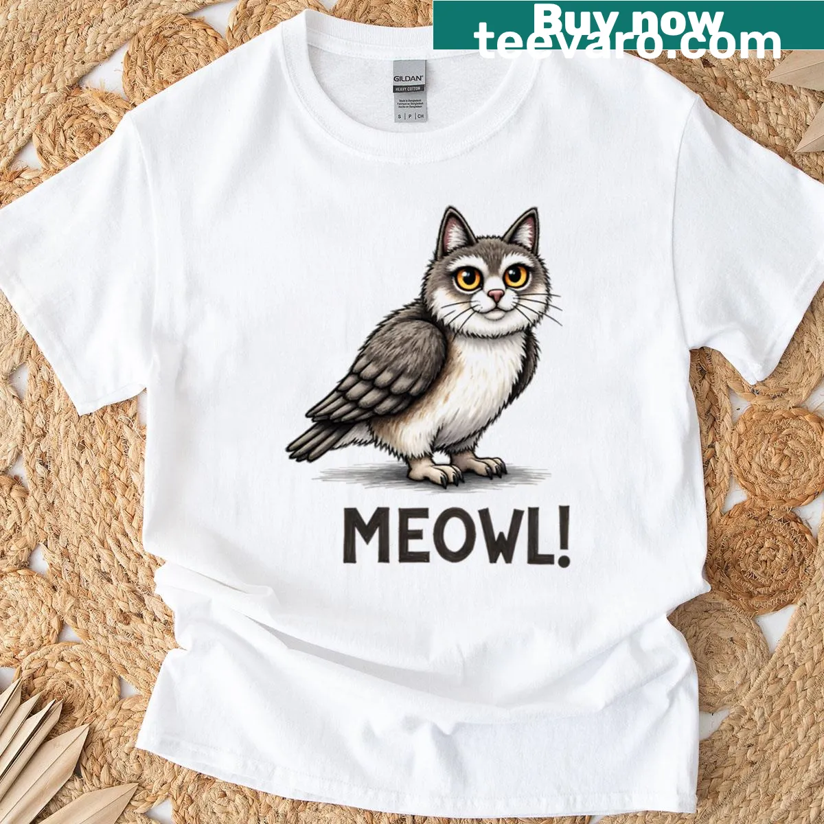Fantasy hybrid cat illustration on a playful t-shirt — on a men's t-shirt