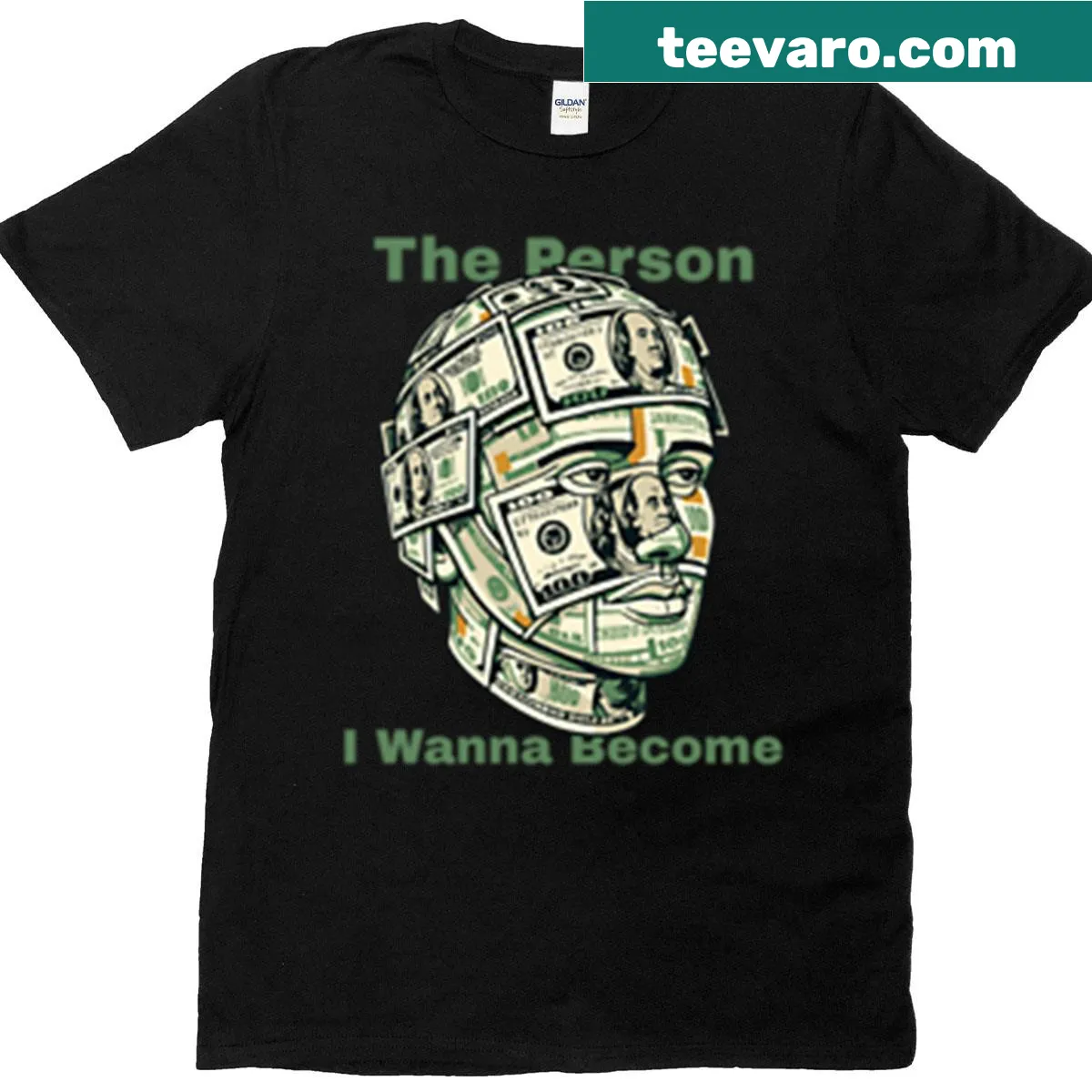 Inspirational Money Mindset graphic T-shirt with text design — on a men's t-shirt