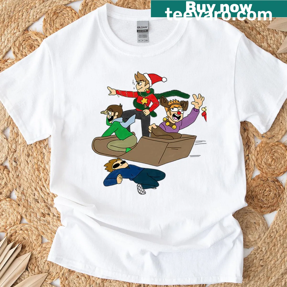 Cartoon logo t-shirt celebrating vintage movie nostalgia — on a men's t-shirt