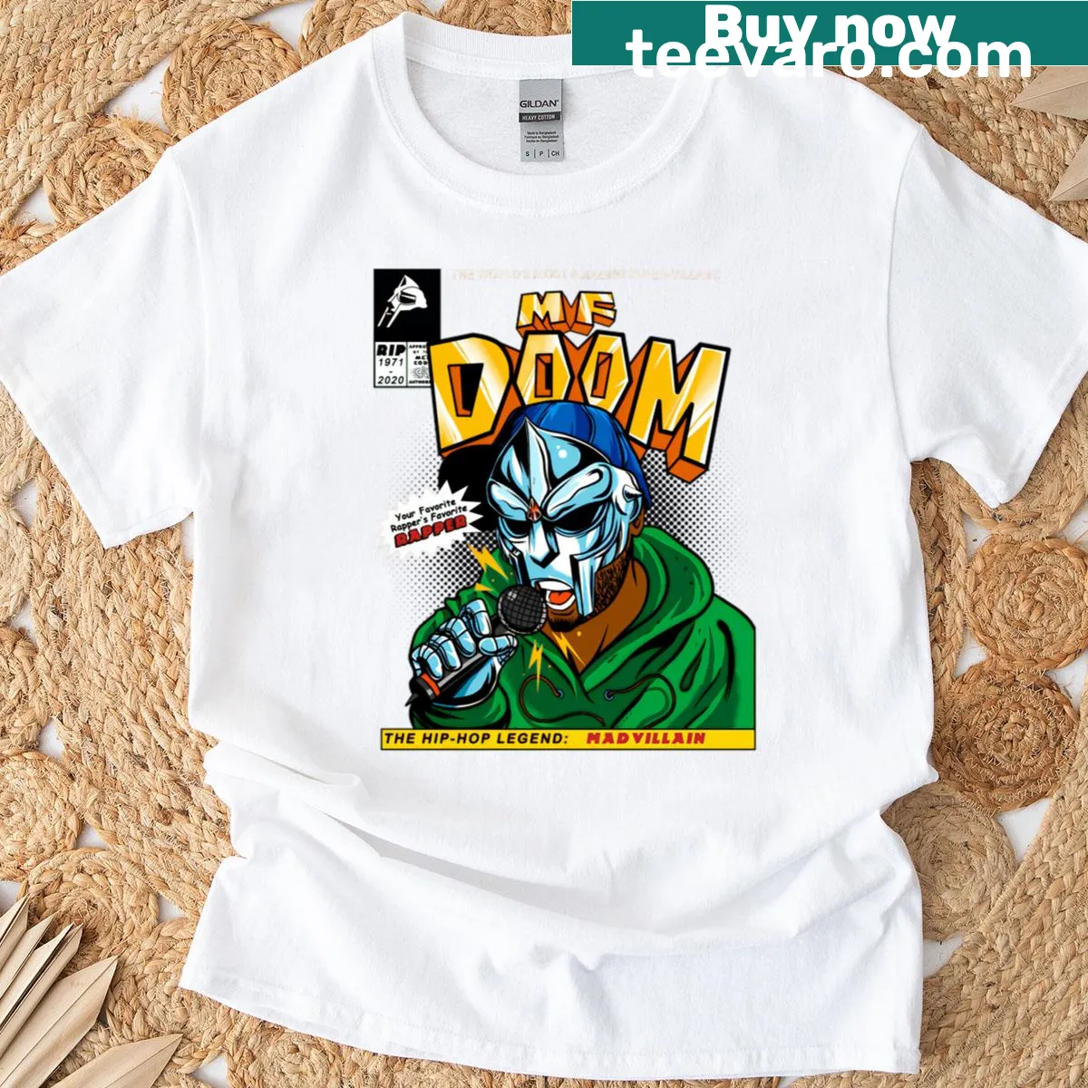 Vintage logo T-shirt celebrating classic rap album designs — on a men's t-shirt