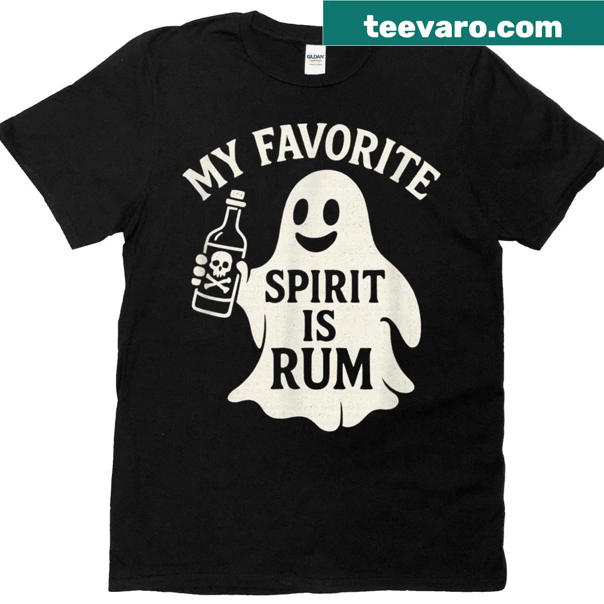 Funny Halloween shirt celebrating rum with humorous design — on a men's t-shirt