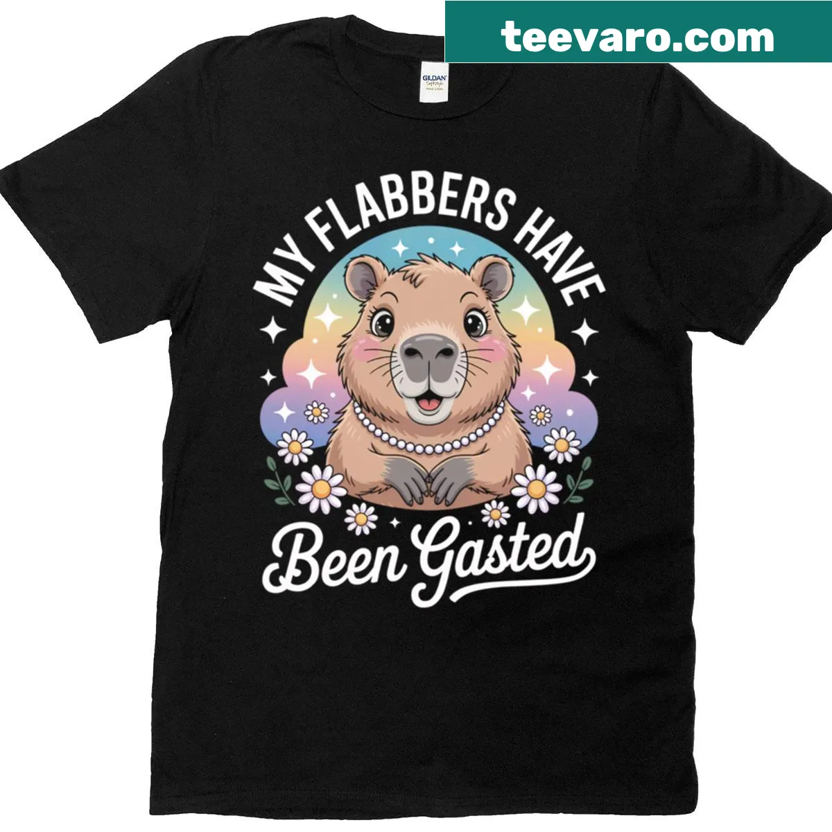 Cute capybara graphic T-shirt for kids with whimsical design — on a men's t-shirt