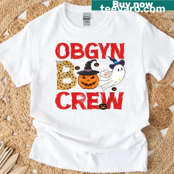 Halloween-themed OB-GYN nurse T-shirt featuring ghost illustrations