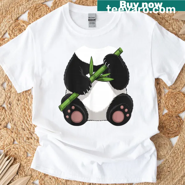 Cartoon panda bear in a costume on a T-shirt