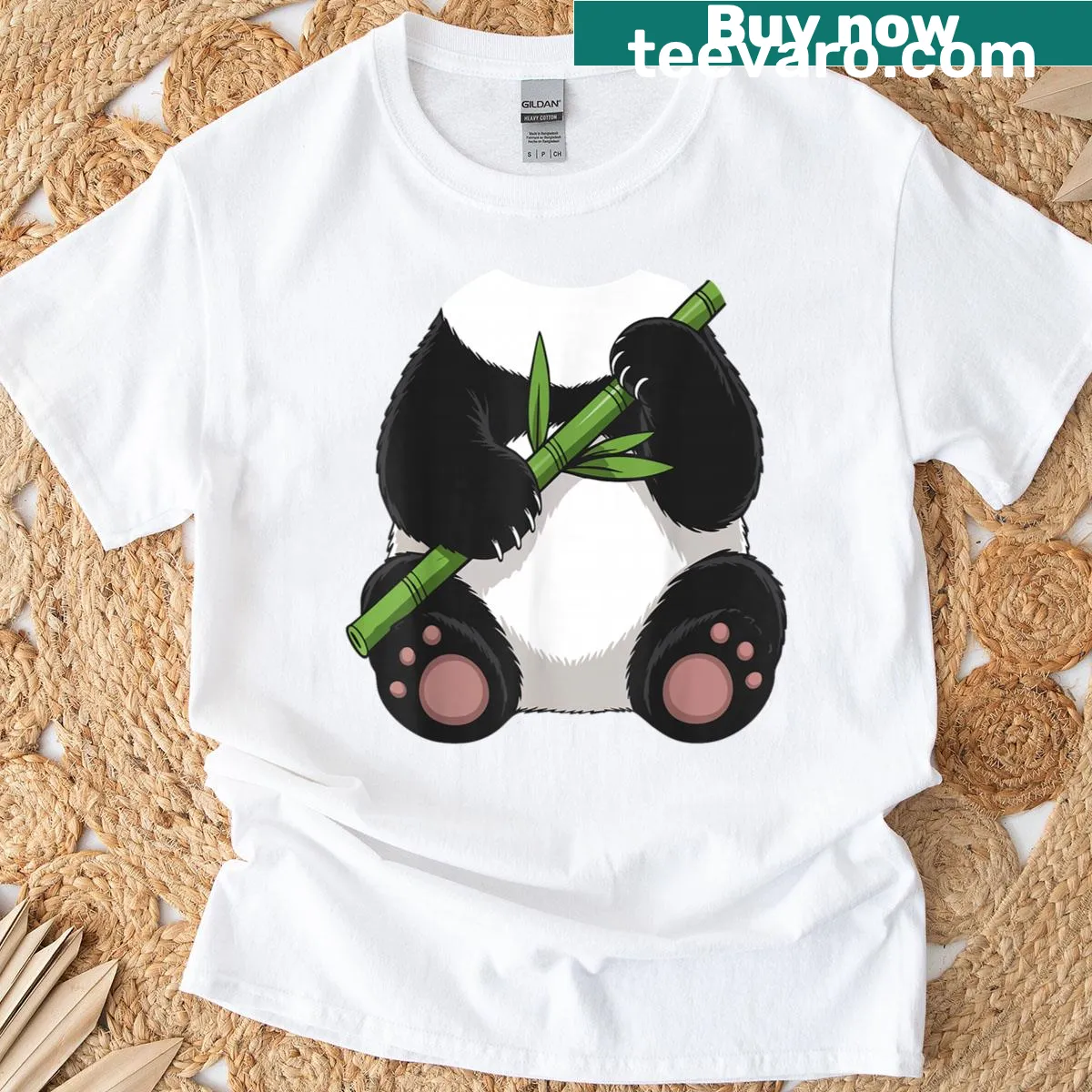 Cartoon panda bear in a costume on a T-shirt — on a men's t-shirt