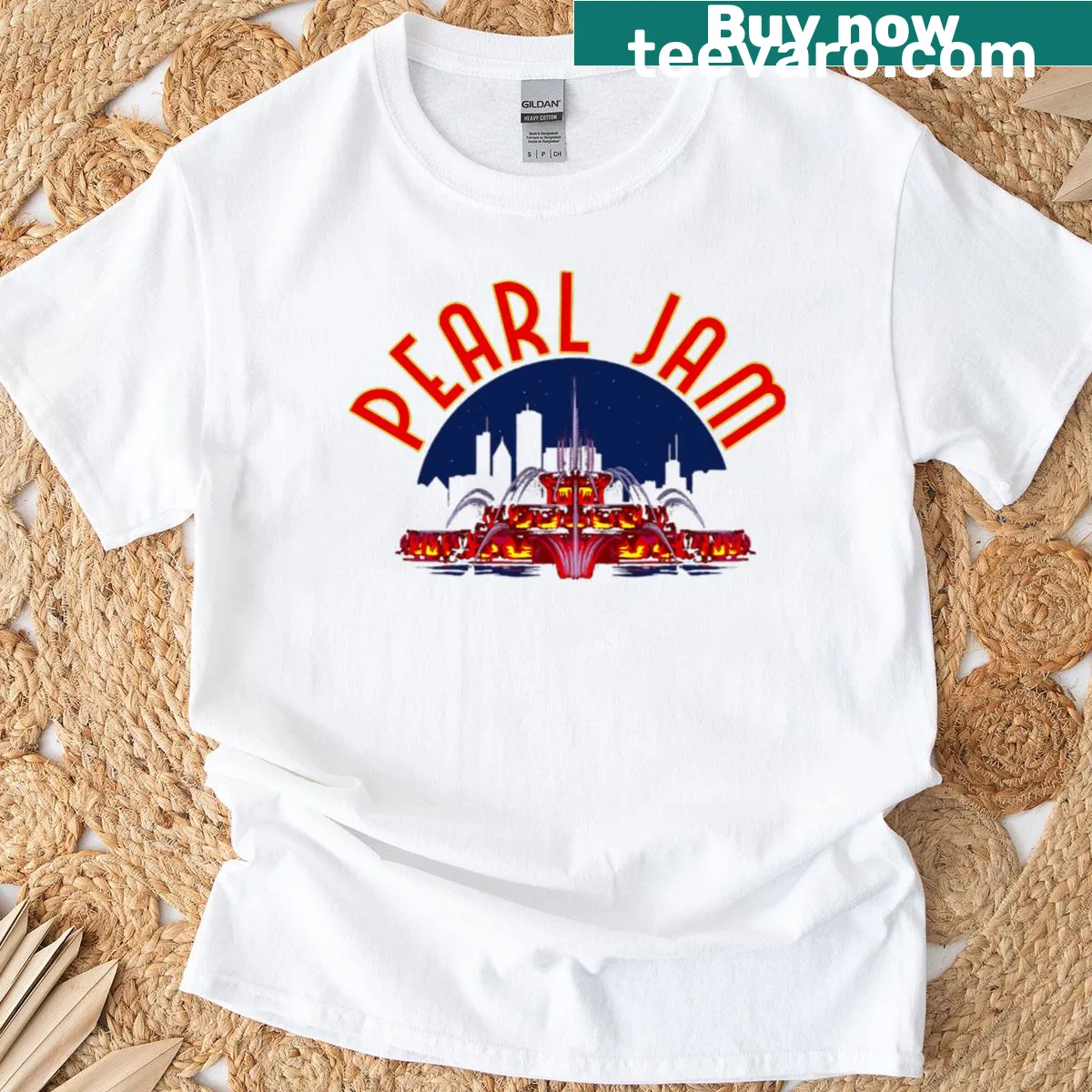 Vintage Pearl Jam graphic on a T-shirt — on a men's t-shirt