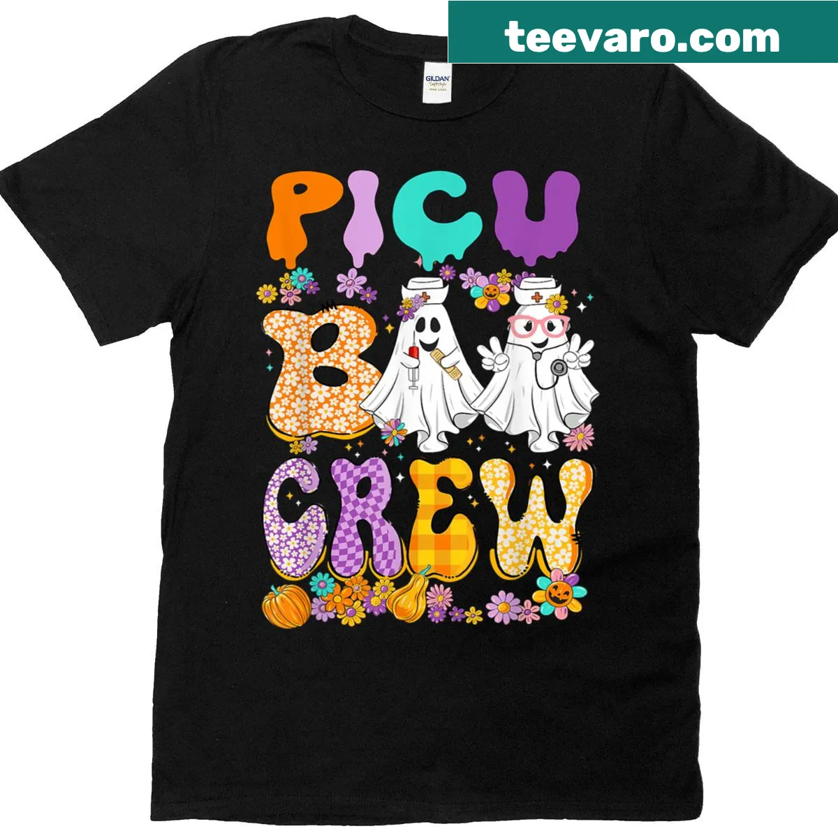Cute t-shirt for pediatric nurses with Halloween theme — on a men's t-shirt